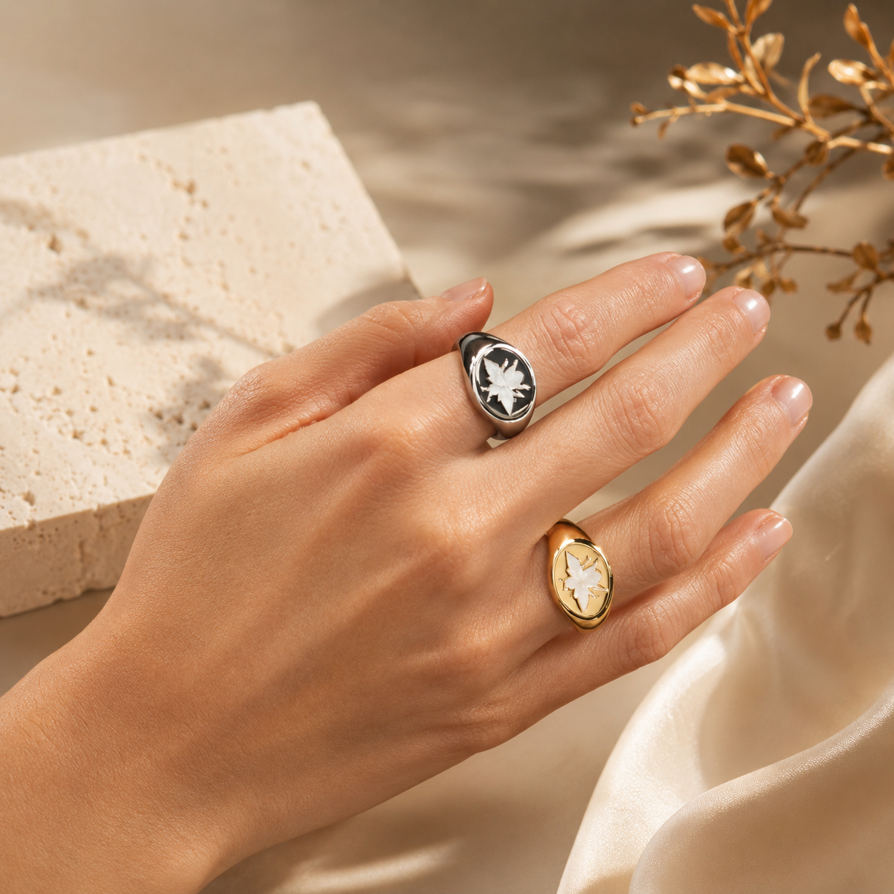 Mother of Pearl Signet Ring