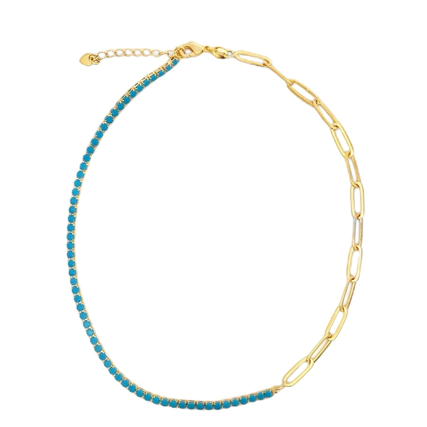 Colored CZ Paperclip Chain Necklace