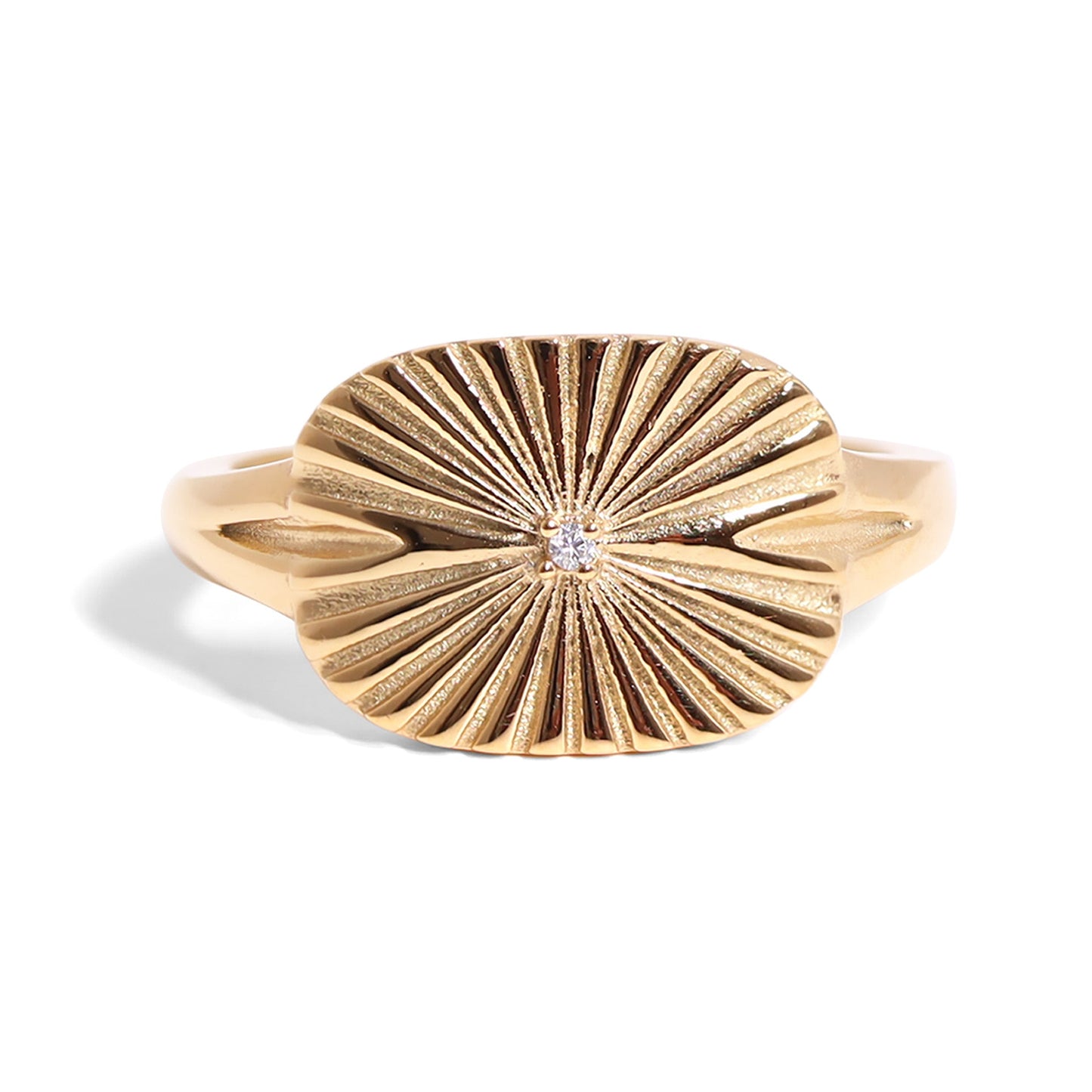 Gold Sunburst CZ Statement Ring