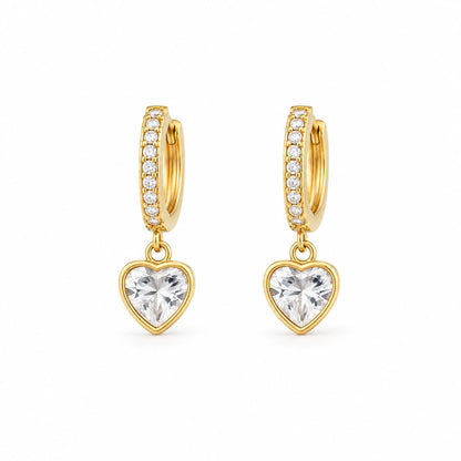 Pavé Heart CZ Huggie Earrings