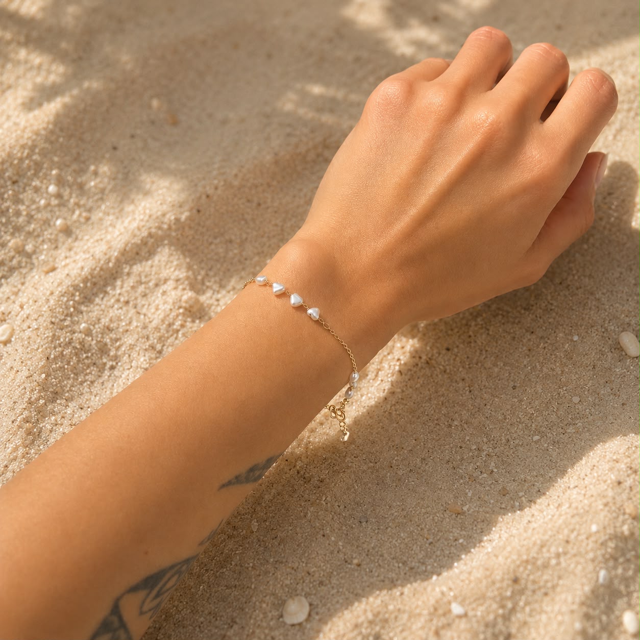 Pearl Station Heart Bracelet