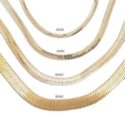 Gold Herringbone Chain Necklace