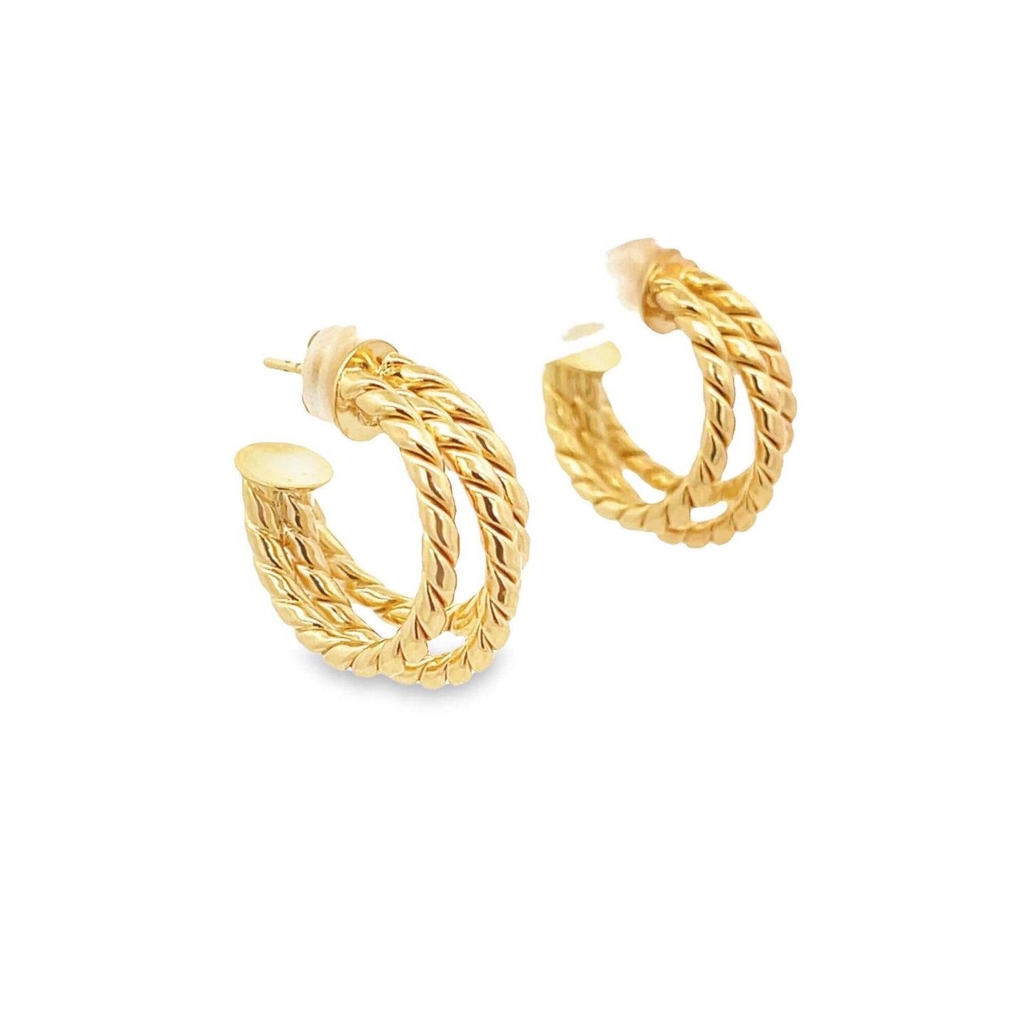Gold Twisted Rope Hoop Earrings