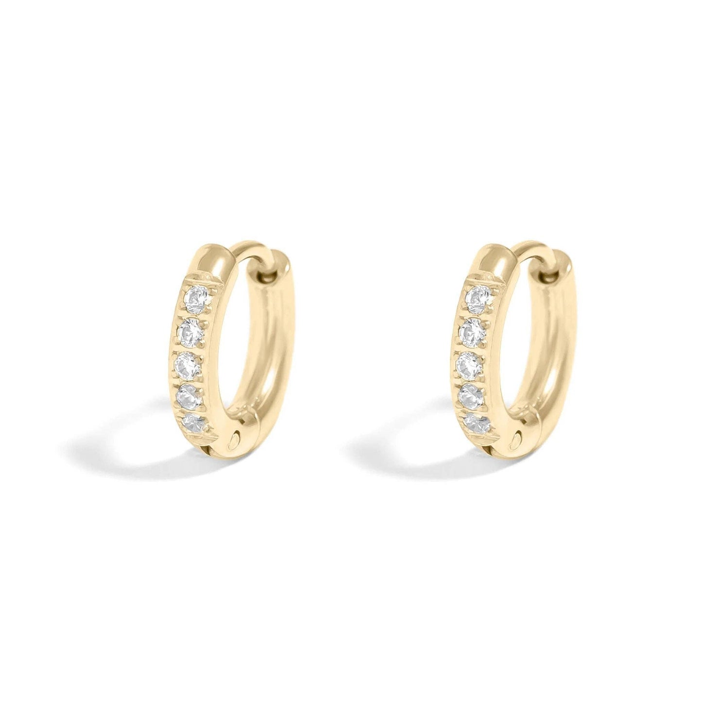 Gold CZ Mini Huggie Earrings