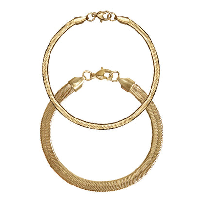 Gold Herringbone Chain Bracelet