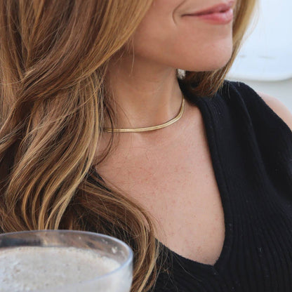 Dainty Gold Herringbone Necklace